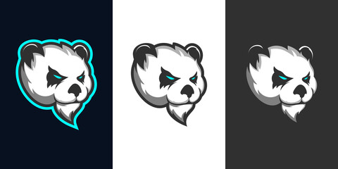 Panda head e sport mascot logo design