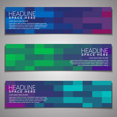 Web Banner Set Colorful Mosaic Covers Design Minimal Geometric Pattern Gradients Background Wallpaper Presentation