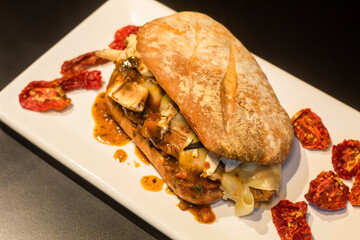 grilled chicken sandwich with vegetables