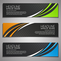 Web Banner label Background Modern Company Business Office Template Design Horizontal.Black and Dark Metal Textured with color strips