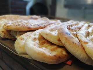 fresh and hot bread from the oven