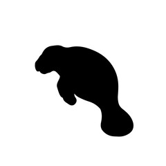 Manatee silhouette vector illustration. Dugong symbol.