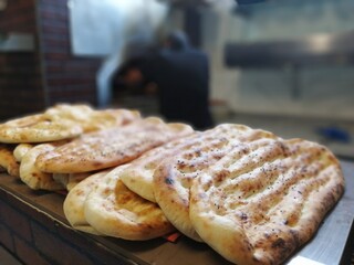 fresh and hot bread from the oven