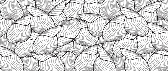 Flower line art background vector, wallpaper and print, Vector illustration.