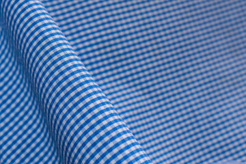  Close up shot of blue checks pattern on fabric background