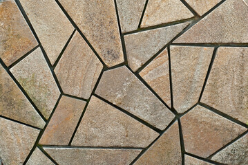 Texture of brick wall and concrete blocks. Samples of stone plates stacked evenly in a row.