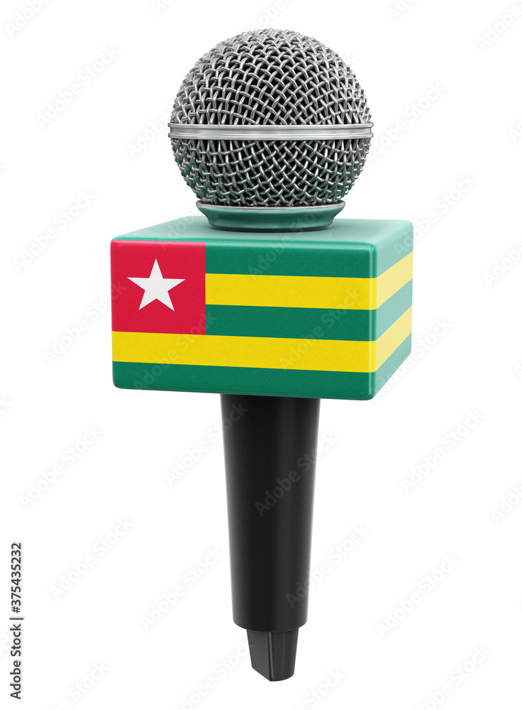 Poster microphone and togo flag. image with clipping path