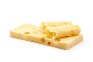 Maasdam cheese, isolated on white background