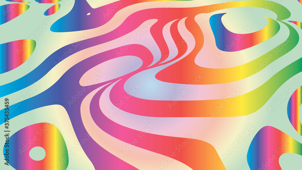Aufkleber distorted coloful lines. wave is a distortion effect. optical illusion. circular rainbow lines strip