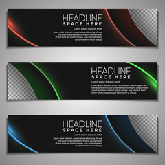 Web Banner label Background Modern Company Business Office Template Design Horizontal. Dark Black background with light colour. Dynamic Line Sports, clean neat