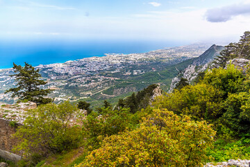 The view of Cyprus' northern coast from the ruins of Saint Hilarion Castle
