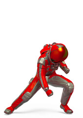 astronaut explorer power loading pose in white background