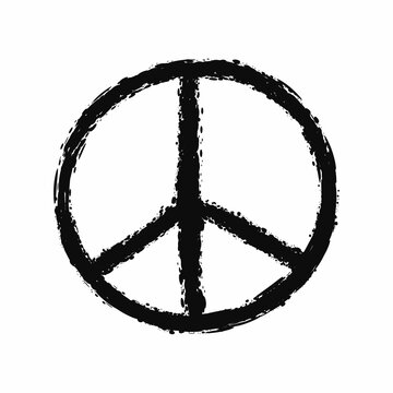 Peace sign painted with a rough brush. Grunge, graffiti, sketch. Vector illustration.