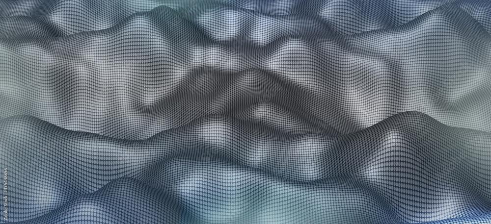 Poster 3d illustration particle wave wave wave point technology background poster design for websites and a