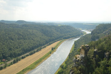 The stunning cliffs and riverside in the Saxon Bohemian Switzerland in Germany