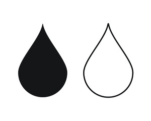 Drop shape icon collection. Simple shape liquid symbol. Water or oil sign. Rain and leak sign. Aqua logo. Isolated on white background. Vector illustration image.