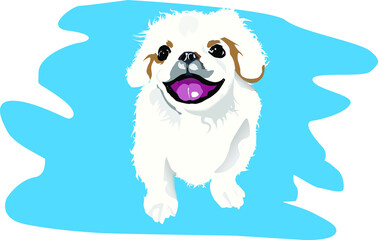 Illustration Vector of a white dog