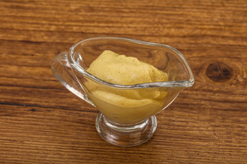 Dijon mustard sauce in the bowl