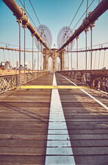 Retro toned picture of Brooklyn Bridge, New York City, USA.