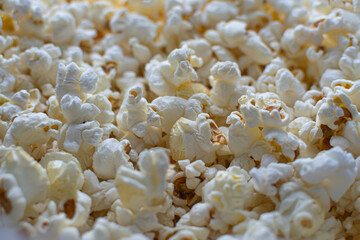 classic salty popcorn texture background, movie food
