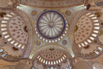 Domes of the Blue Mosque known also as Sultanahmet Mosque, in Istanbul, Turkey