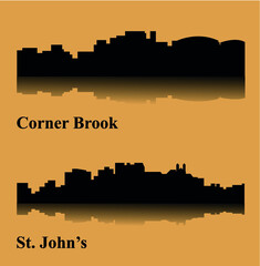 Fototapeta premium Set of 2 city silhouette in Newfoundland and Labrador, Canada ( St. John's, Corner Brook )