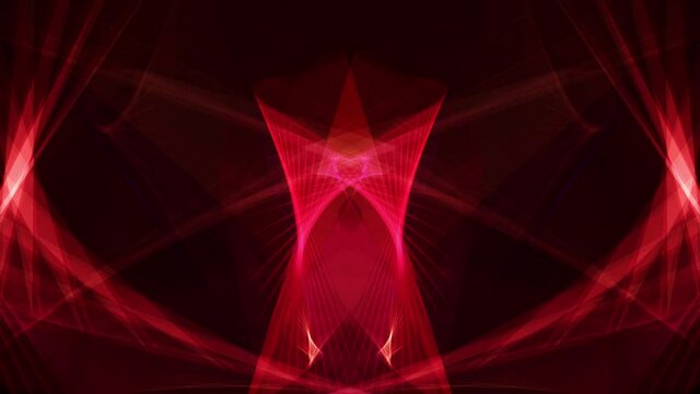 Red futuristic symmetric digital wiremesh wave motion abstract cyberspace background. 4K 3D rendering seamless loop fantasy for science technology sci-fi background.