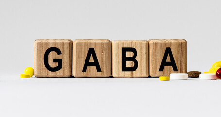 cubes with the word GABA on them. Care concept.