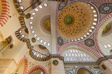 Domes of historical Suleymaniye Mosque in Istanbul, Turkey