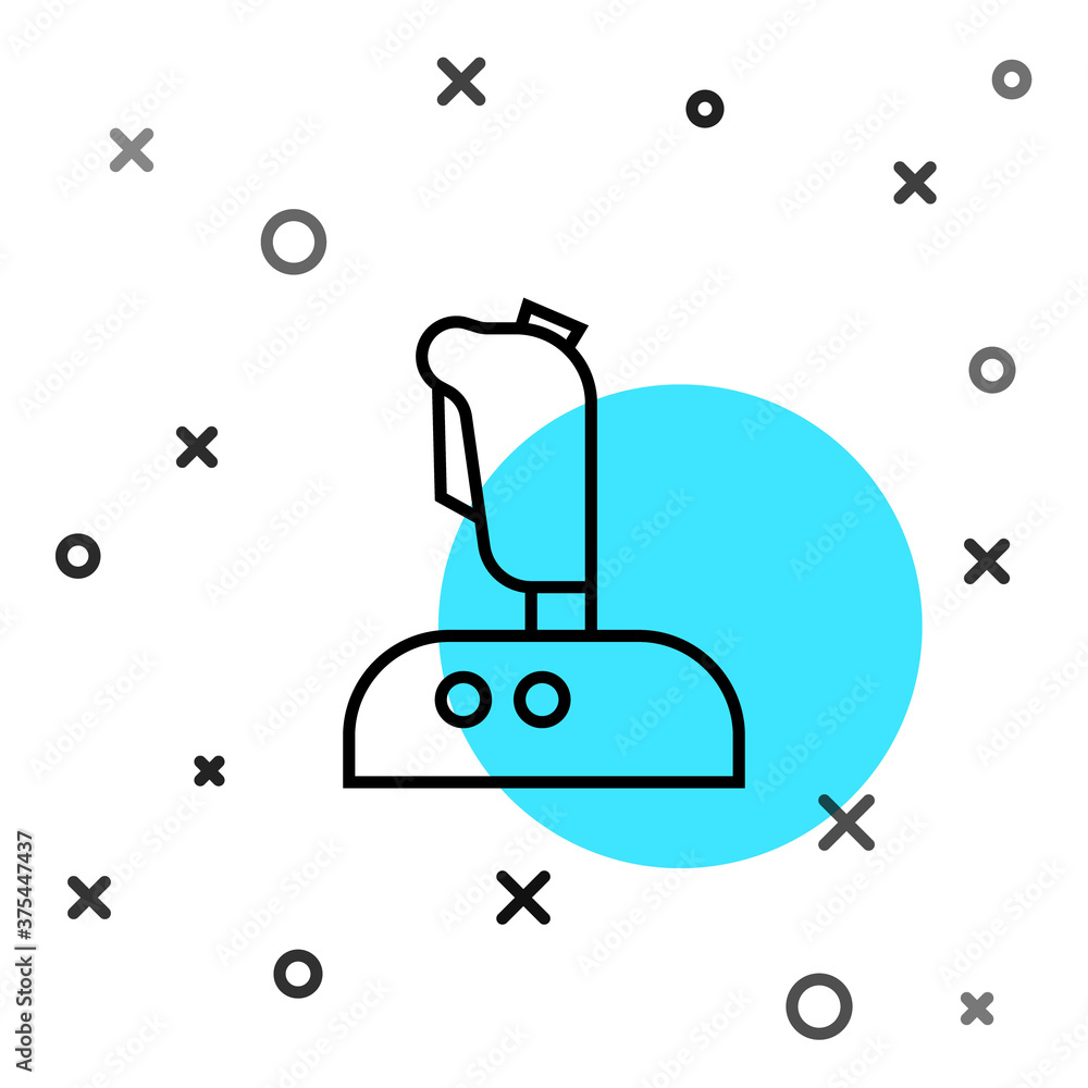 Poster black line joystick for arcade machine icon isolated on white background. joystick gamepad. random d