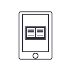 ebook in smartphone line style icon vector design