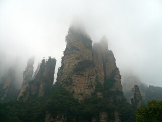 mountain natural landscape, foggy weather