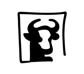 Logo bull icon black and white vector