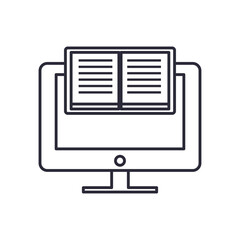 computer with ebook line style icon vector design