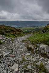 Fototapeta na wymiar Empty stone hike trail in mountains