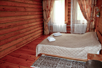 interior in country style in a wooden house