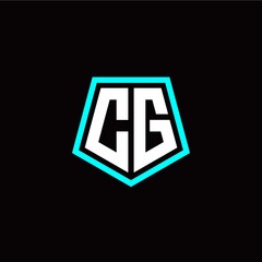 Initial C G letter with polygon modern style logo template vector