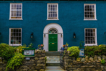 Facade of wavey blue, azure housee