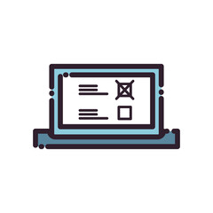 laptop with president election options line and fill style icon vector design