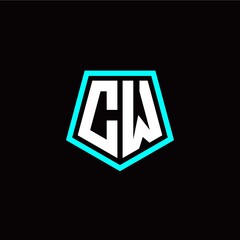 Obraz premium Initial C W letter with polygon modern style logo template vector