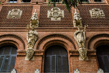 Obraz premium Madrid Conciliar Seminary (El Seminario Conciliar de Madrid) building located in Latin Quarter. It is one of the most interesting Neo-Mudejar constructions in Madrid. Spain.