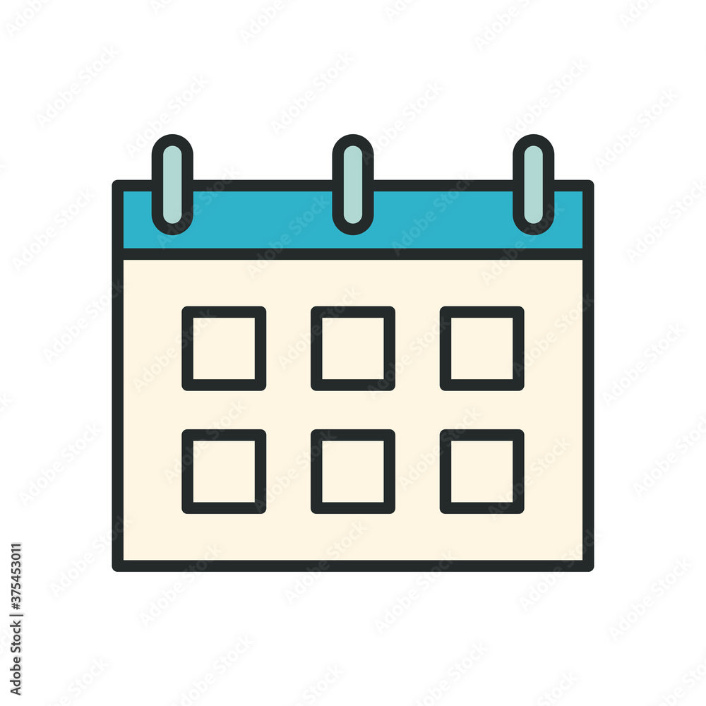 Poster calendar line and fill style icon vector design