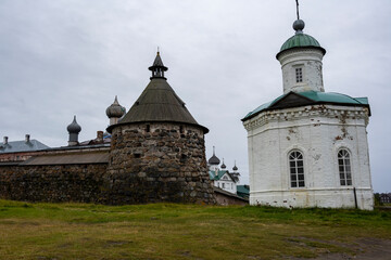 white-stone ancient monster-fortress on the northern Solovetsky islands