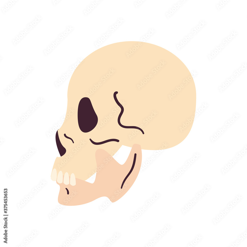 Poster skull head side view free form style icon vector design