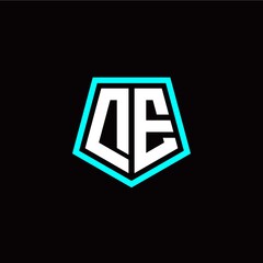 Initial D E letter with polygon modern style logo template vector