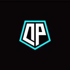 Initial D P letter with polygon modern style logo template vector