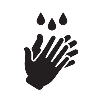 Wash clean and sanitize your hand line vector icon. Human hands with water drop hygiene symbol clipart. Flat disinfect drops - simple editable outline pictogram. Disinfection from germs and viruses V1