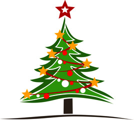 CHRISTMAS TREE abstract card silhouette vector