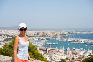 Mallorca island. Young beautiful woman in Palma city.