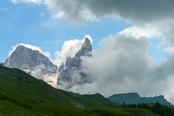 Landscape of Dolomites in Venegia valley at summer